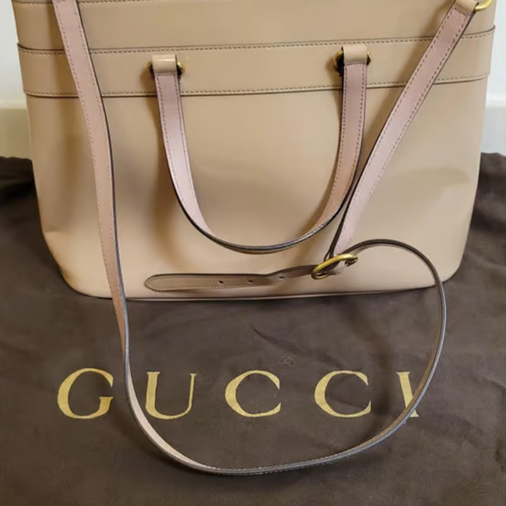 Authentic Gucci Large Bright Bit Patent Leather Handbag